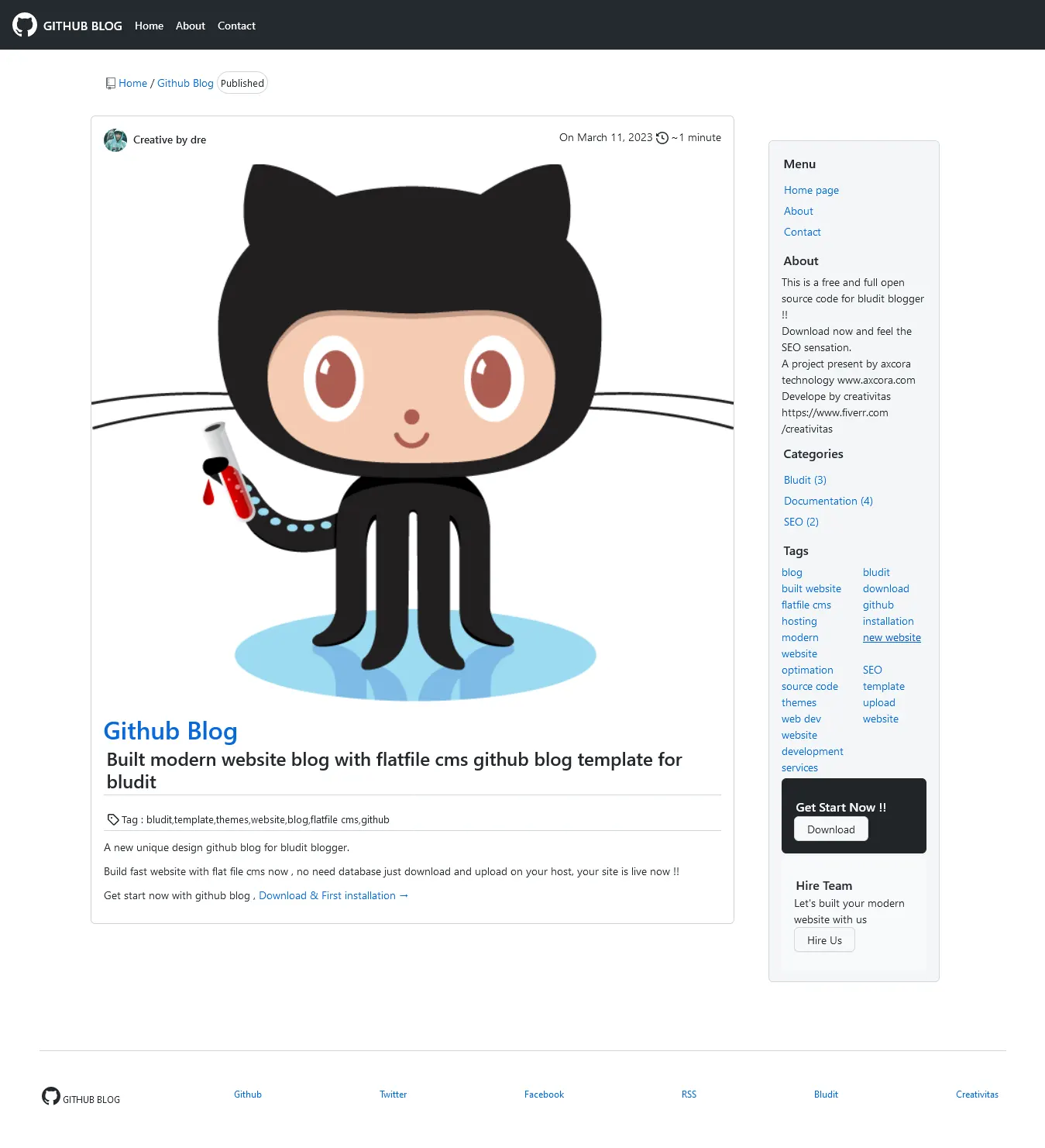 flatfile github blog website cms